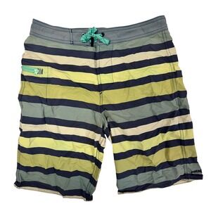 Patagonia Baggies Board Shorts Womens 14 Striped Blue Green